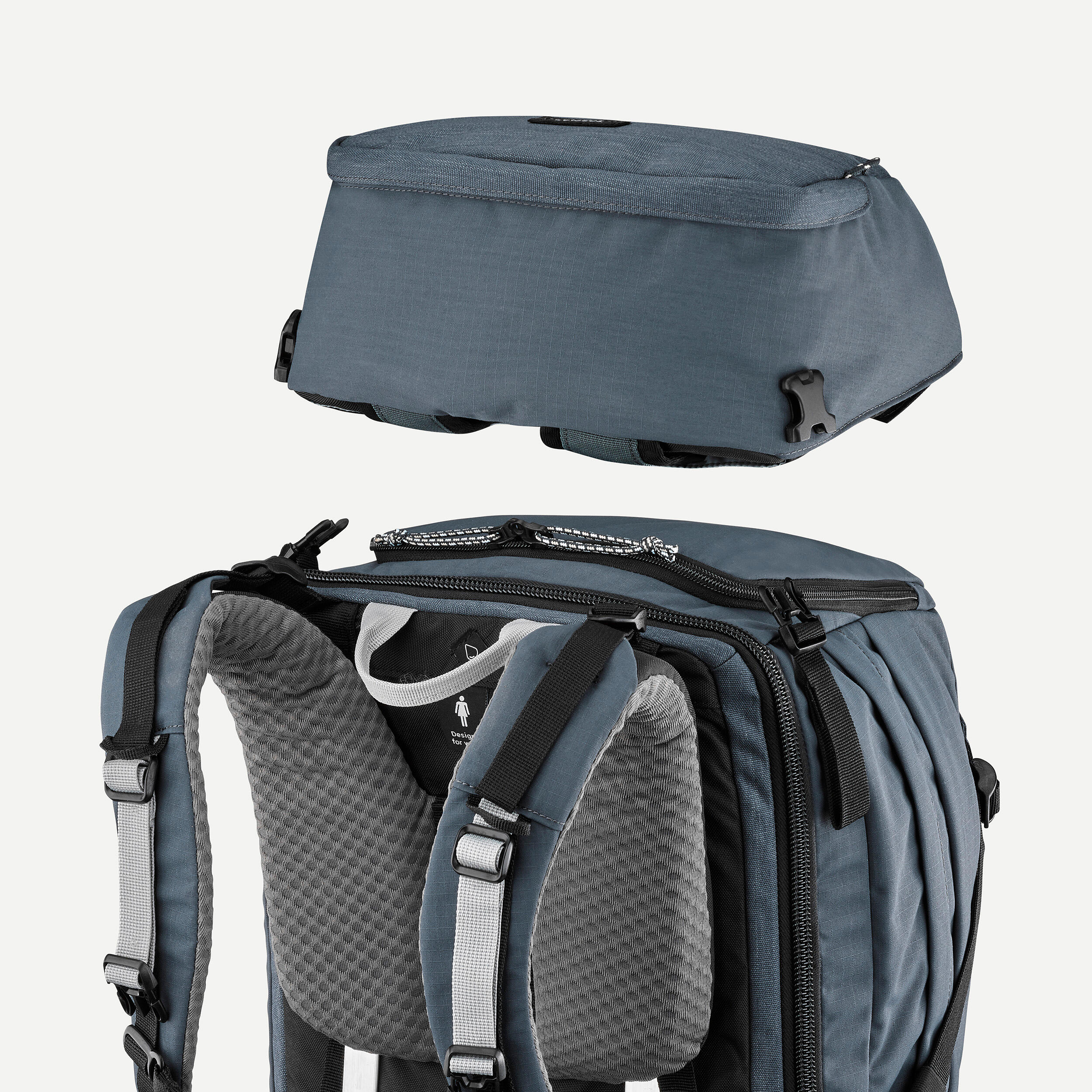 Sac à dos de randonnée à ouverture valise femme 50 + 6 L, Travel 900 - FORCLAZ