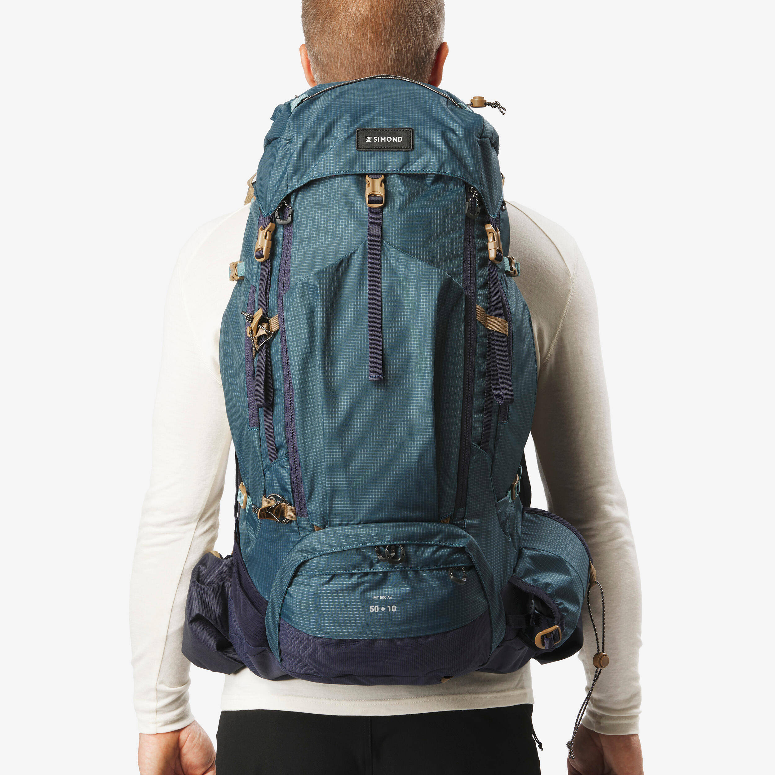 Trekking Bag 50+10L Air - MT 500 Blue -  3