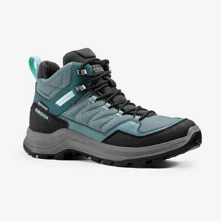 Women’s waterproof mountain walking boots - MH100 Mid - Green