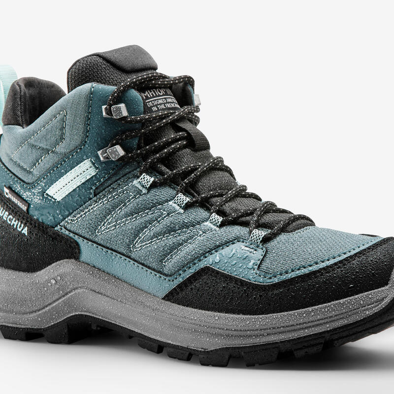 Scarpe trekking donna MH100 MID impermeabili verdi 