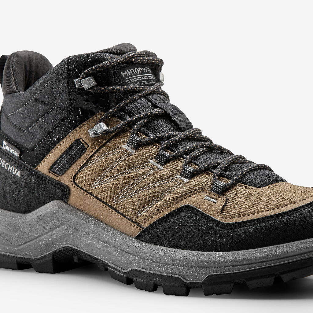 Wanderschuhe Herren halbhoch wasserdicht Wandern - MH100 braun