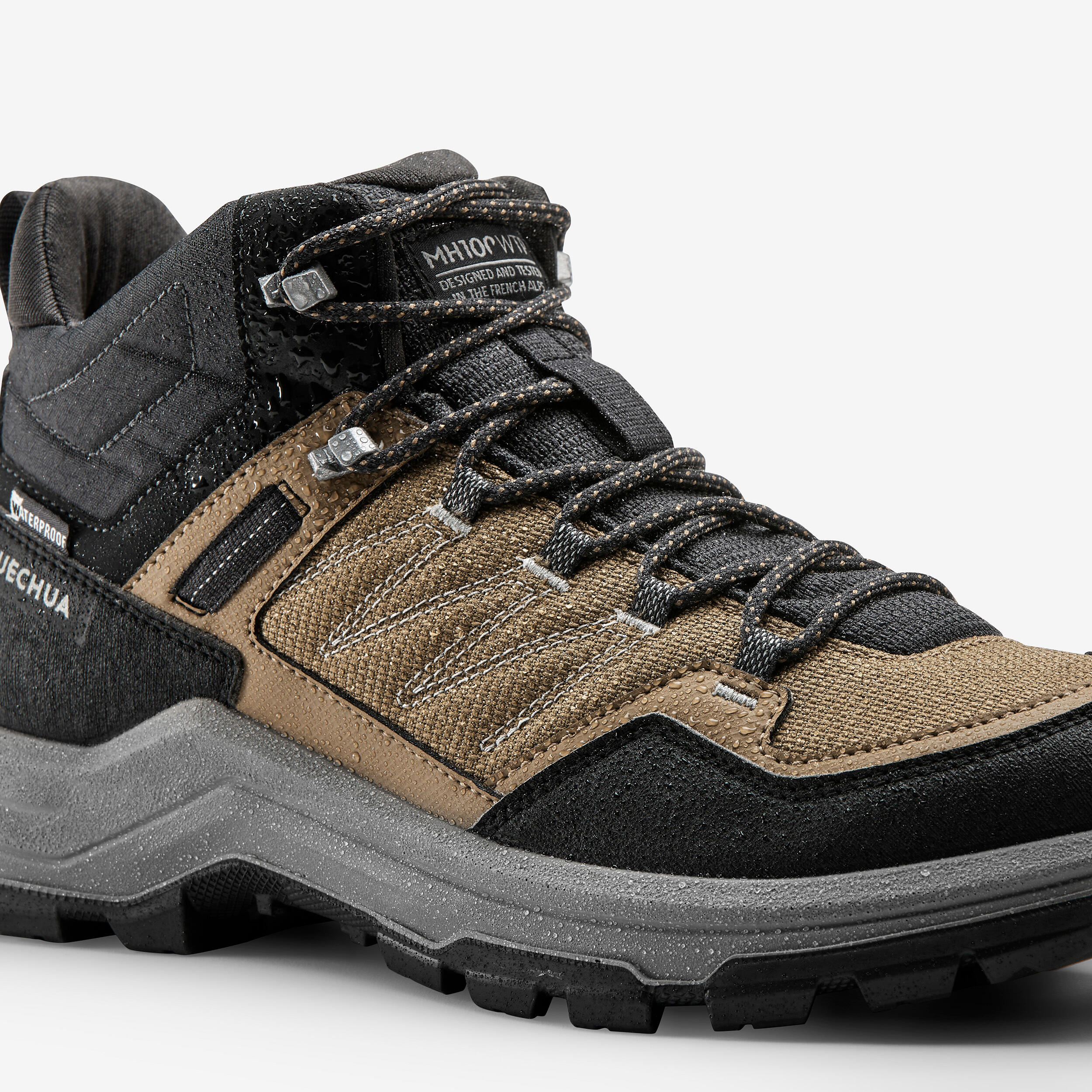 Botas impermeables de hombre para senderismo de montaña MH100 Mid Café