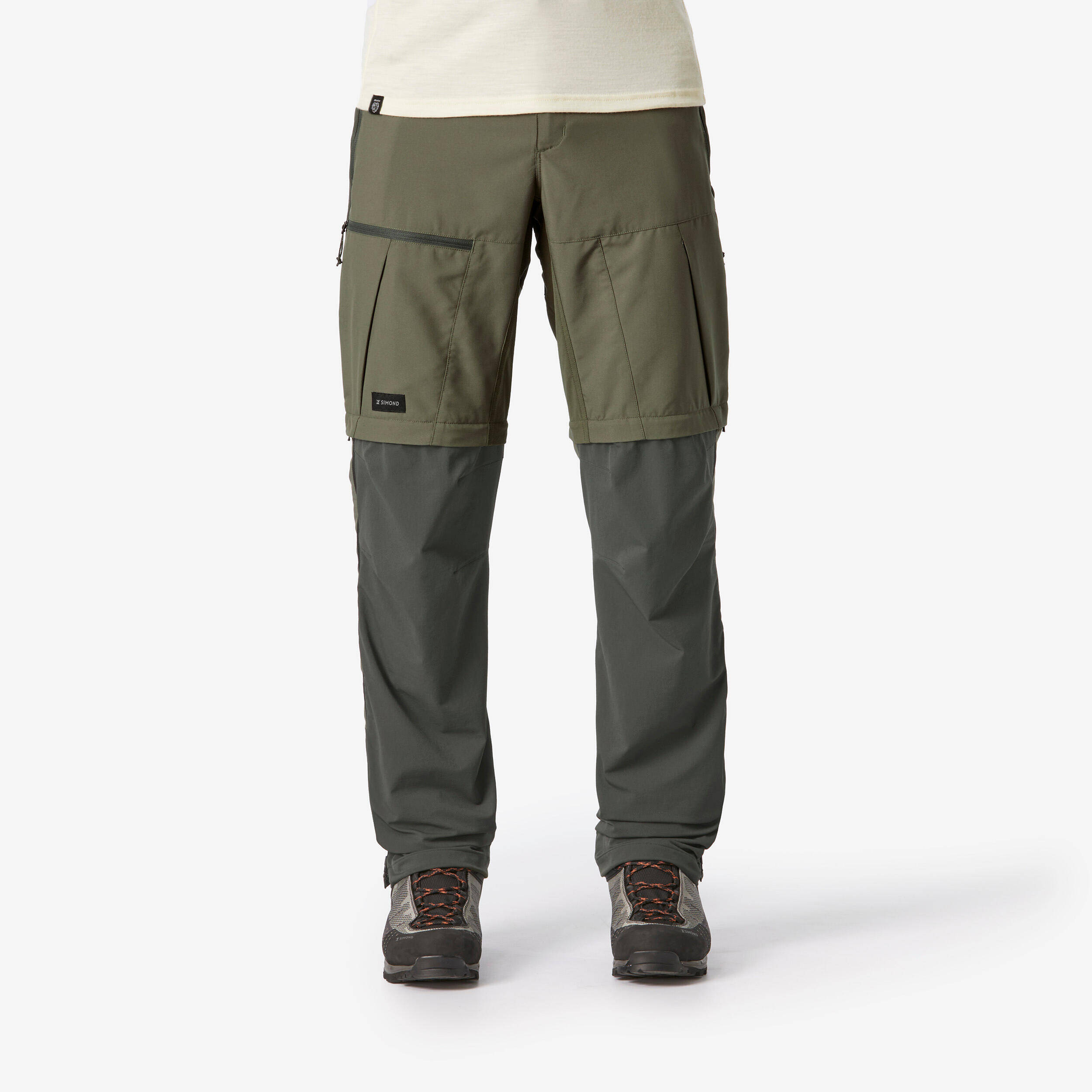 Men Zip-Off Dry Fit Durable Trekking Pants Army Green - MT500 -  1