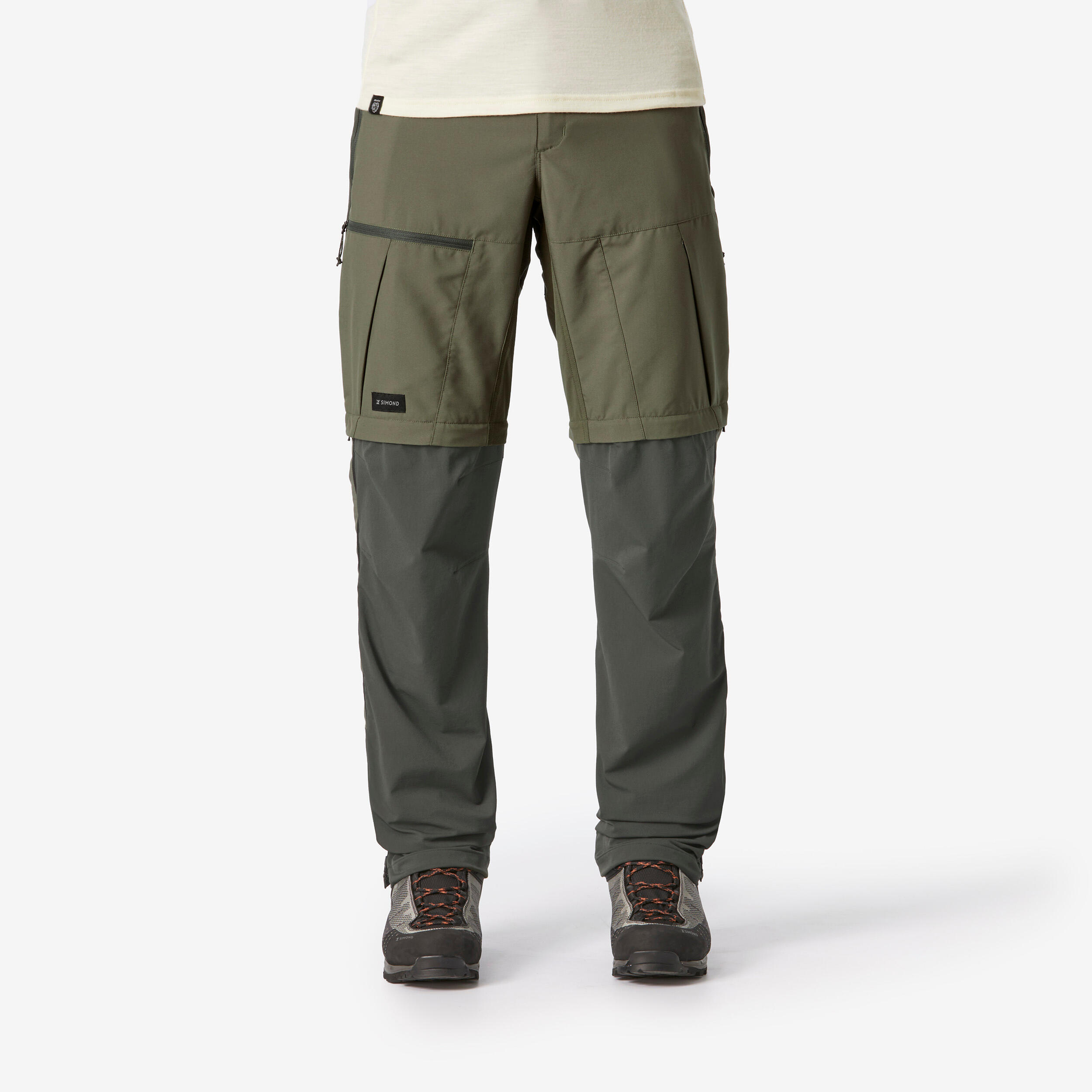 Men s 2 in 1 adjustable and robust hiking trousers MT500