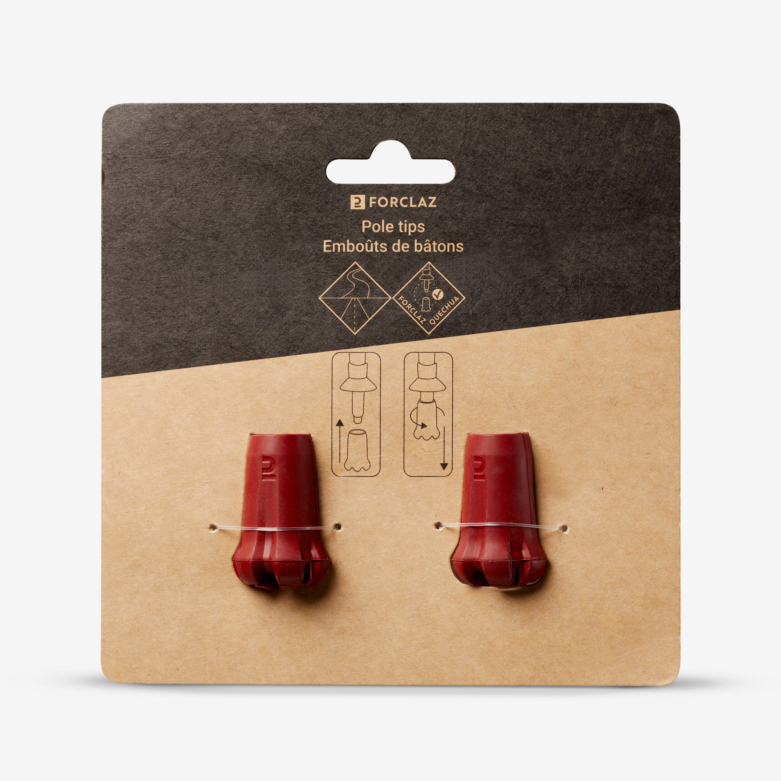 Hiking Pole Cap x 2 - Red - FORCLAZ