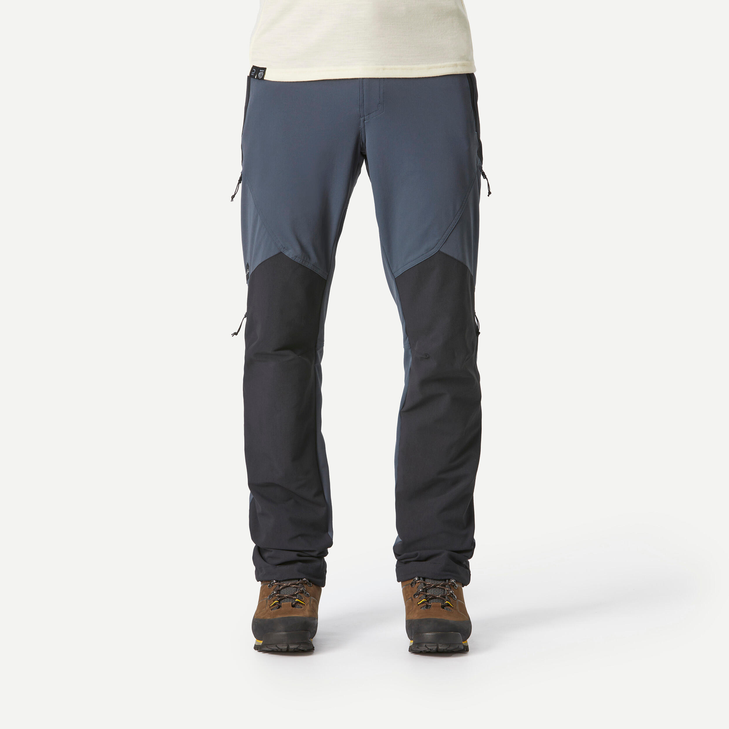 Men's Mountain Hiking Pants - MT 500 Blue - Whale grey, Asphalt