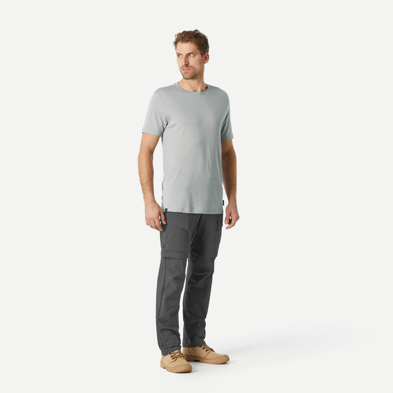 Pantalon modulable 2 en 1 de trek voyage homme, Travel 500 modul camel