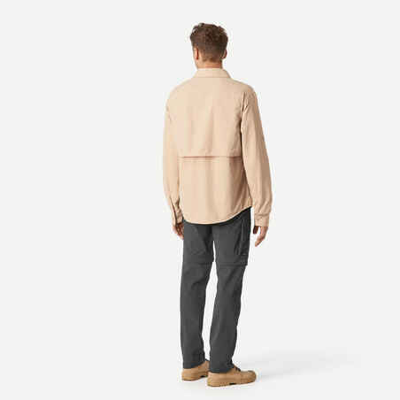 Men's long sleeved anti-UV desert trekking shirt - DESERT 900 - Beige