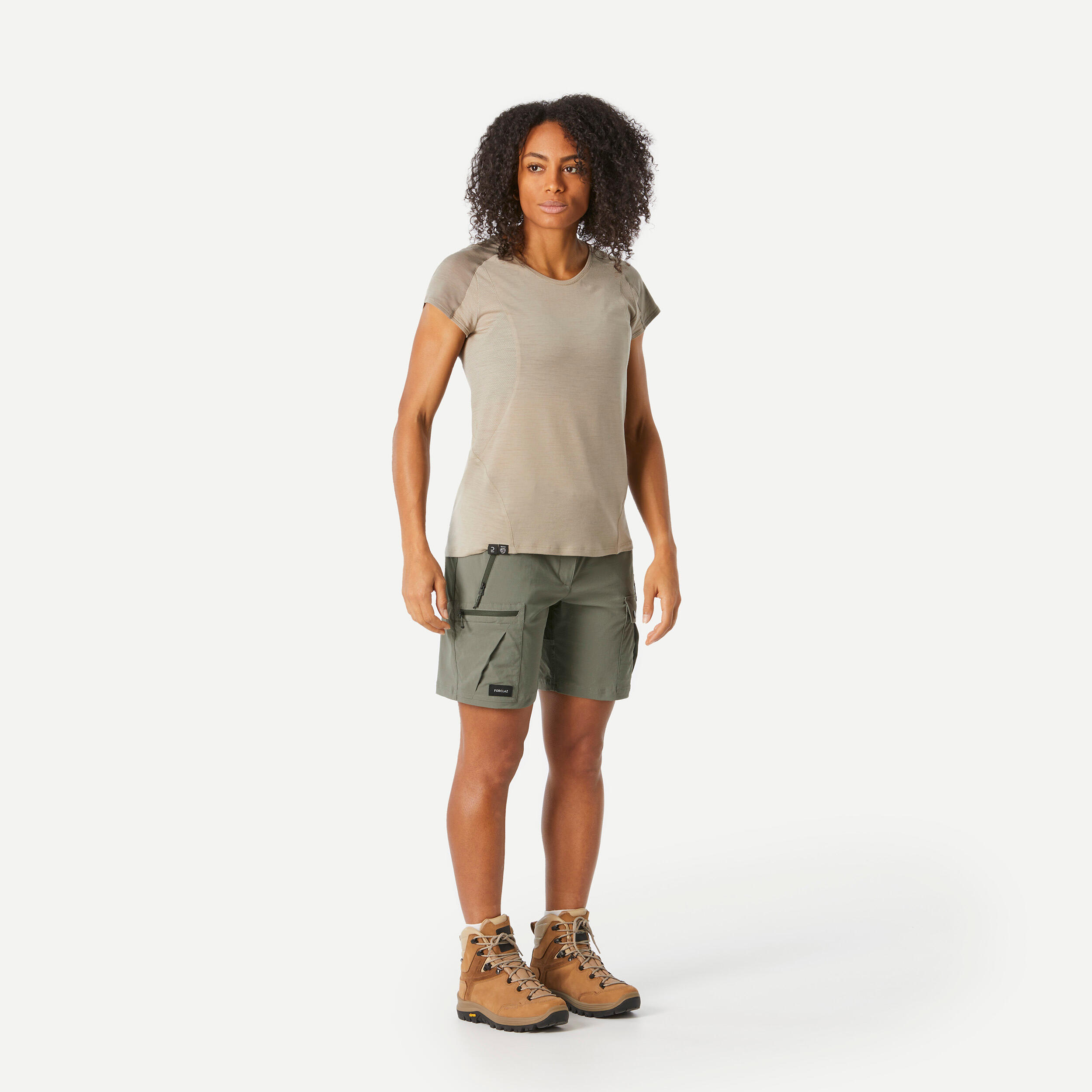 Women's Hiking Shorts - MT 500 Khaki - FORCLAZ