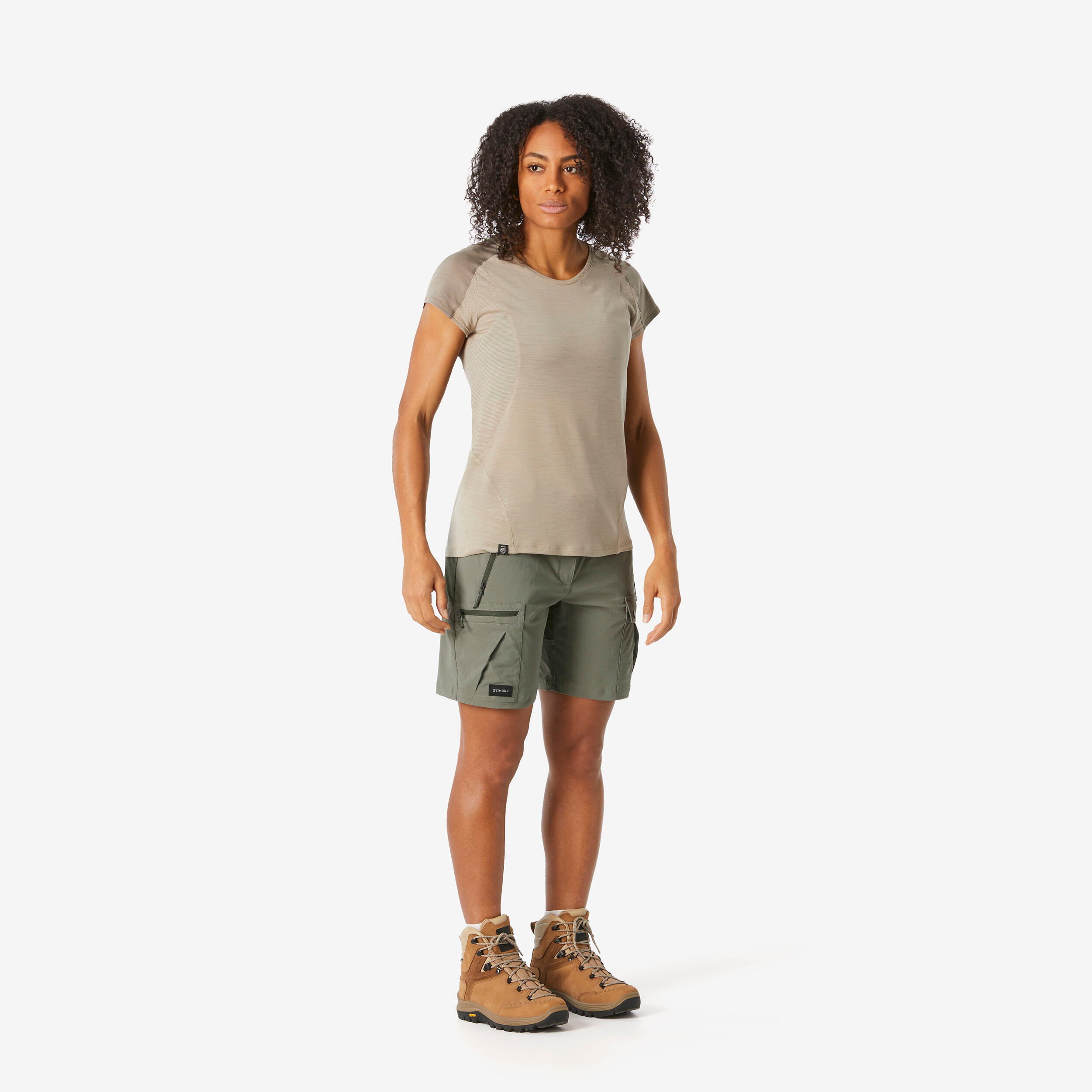 Women's Hiking Shorts - MT 500 Khaki - SIMOND
