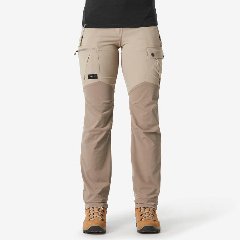 Pantalon Rezistent Trekking la munte MT500 Gri Damă