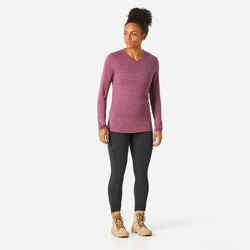 Women's Trekking & Travel Merino Wool T-Shirt - TRAVEL 500