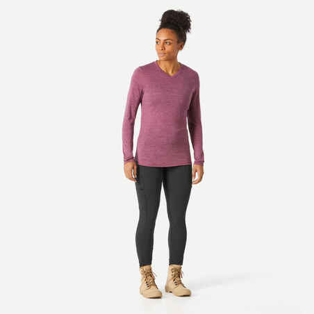 Women's Trekking & Travel Merino Wool T-Shirt - TRAVEL 500