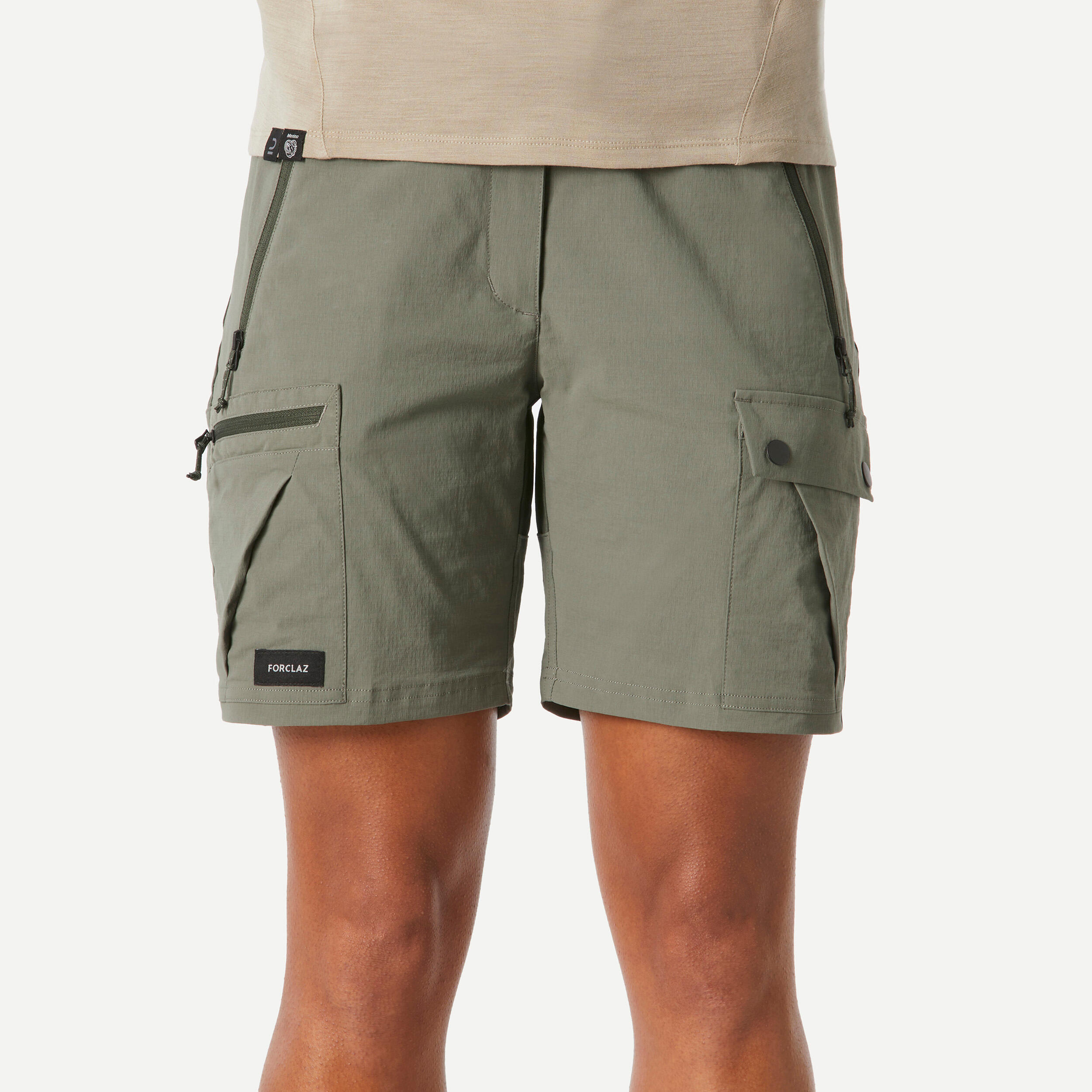 Women's Hiking Shorts - MT 500 Khaki - FORCLAZ
