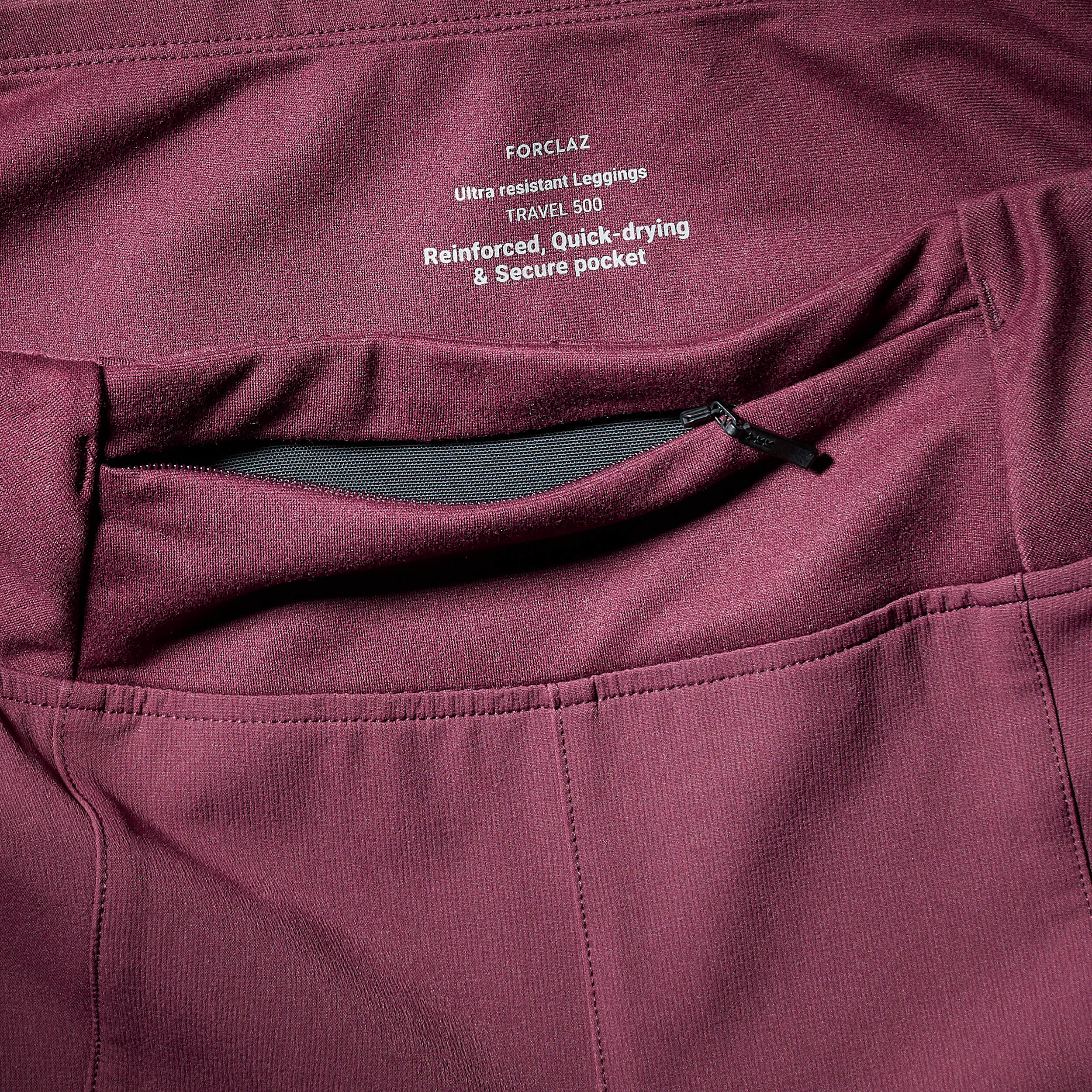 Women Stretchable Leggings with Pockets Chocolate - Travel 500