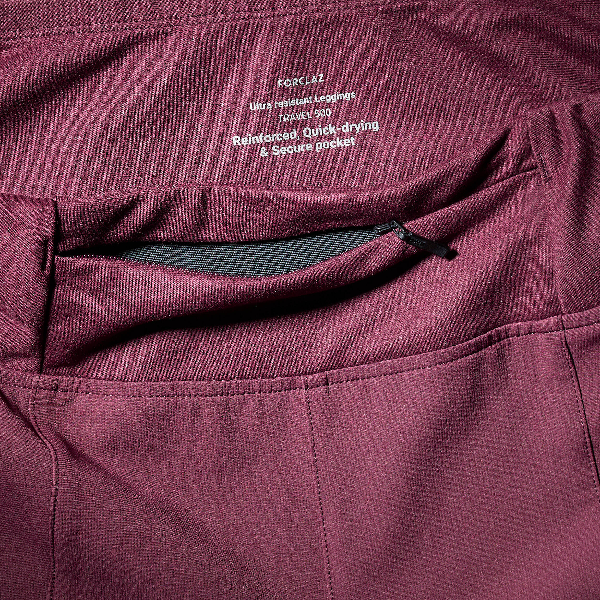 Women Stretchable Leggings with Pockets Chocolate - Travel 500 -  5