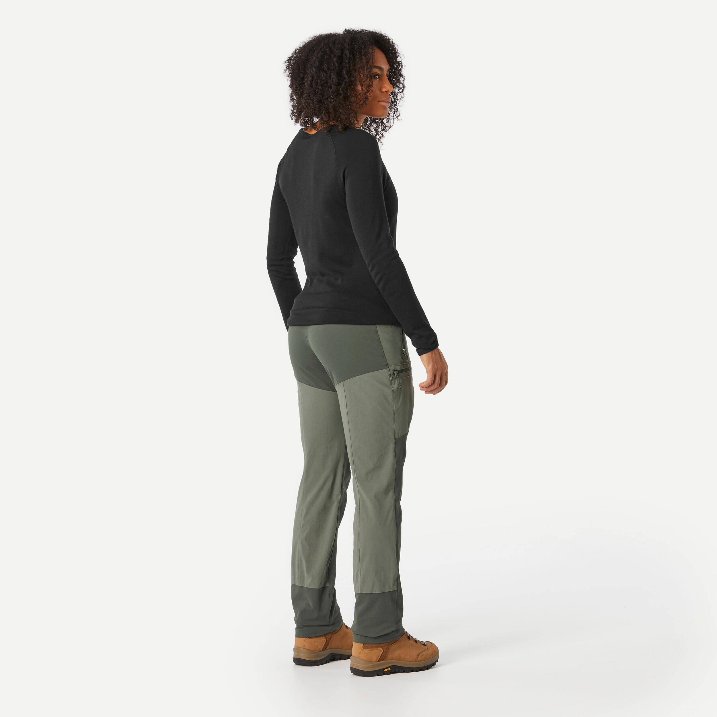 Women Dry Fit Stretchable Water Repellent Trekking Pants Khaki - MT500 -  3