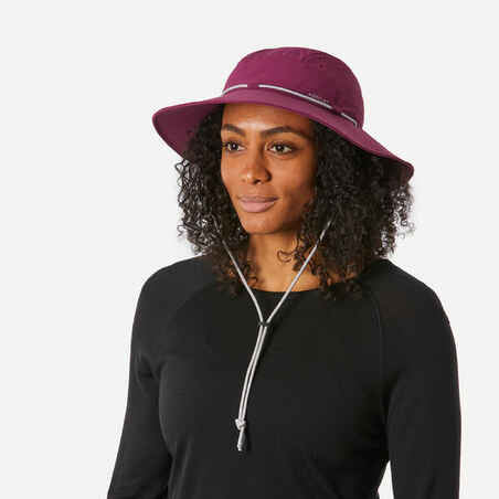 Sombrero con protección solar de trekking para Mujer Forclaz MT500 morado