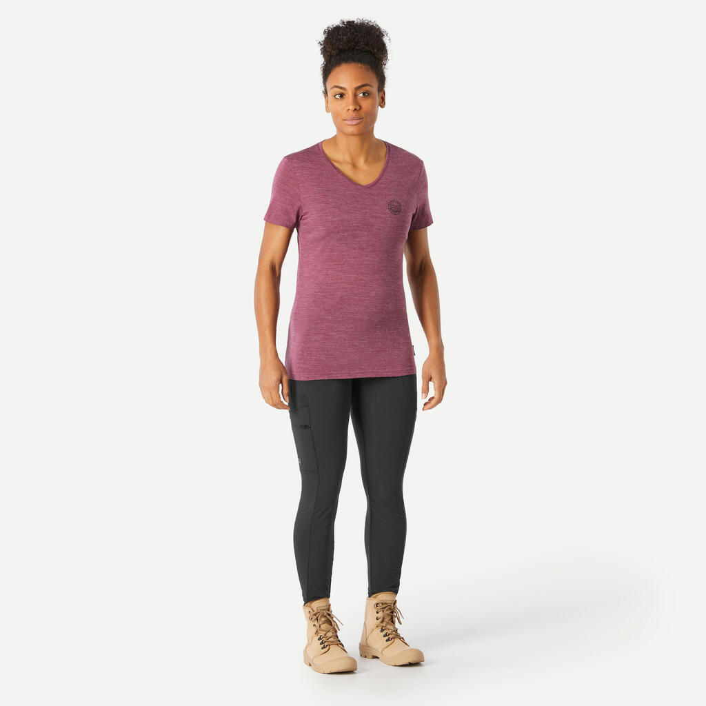 Moteriški trumparankoviai žygių marškinėliai su merinosų vilna „Travel 500“