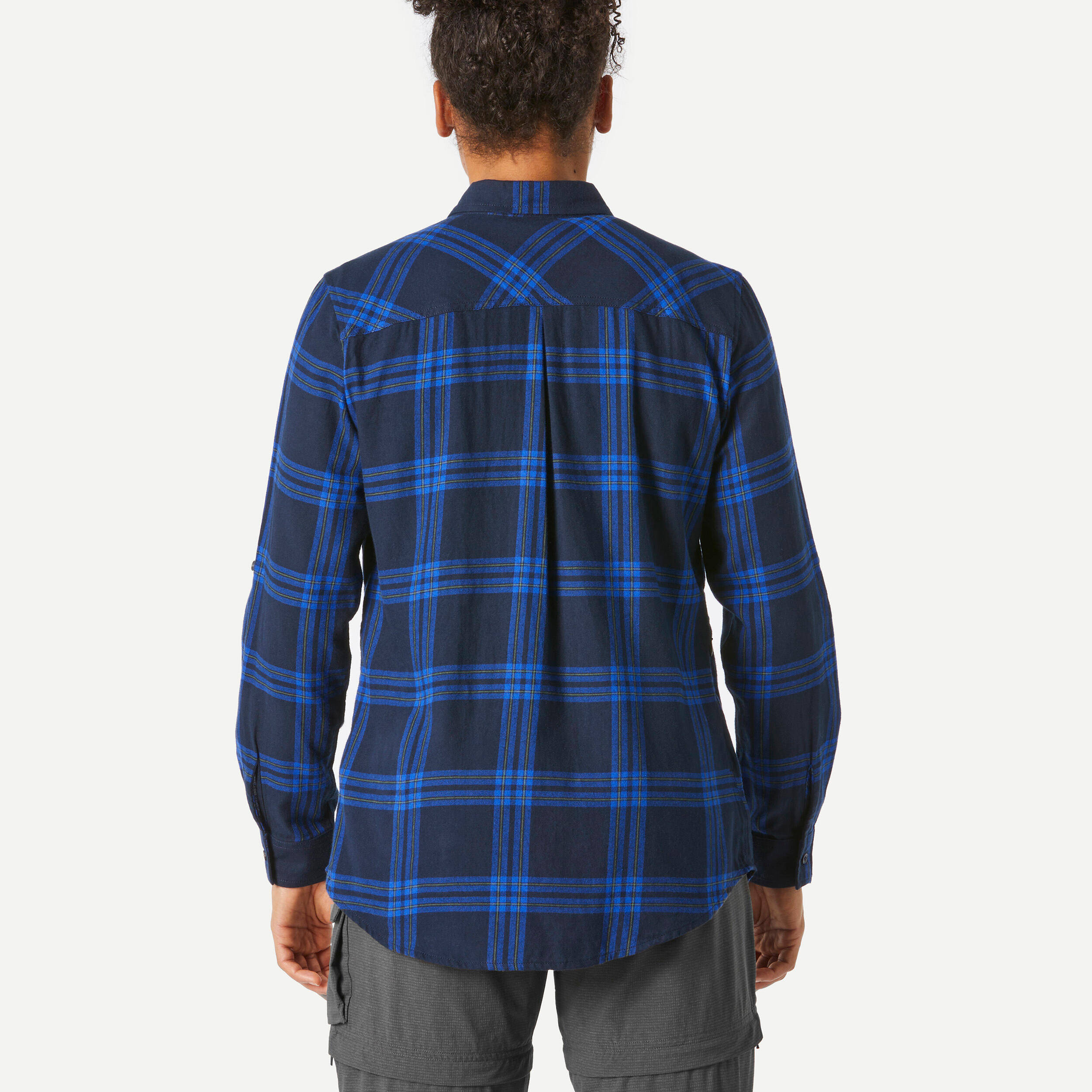 Women Checked Full Sleeve Light Flannel Shirt Blue - Travel 100 -  5