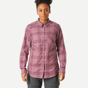 Camisa de cuadros de montaña y trekking manga larga Mujer Forclaz Travel 100