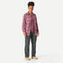 Women Checked Full Sleeve Light Flannel Shirt Taupe Pink - Travel 100
