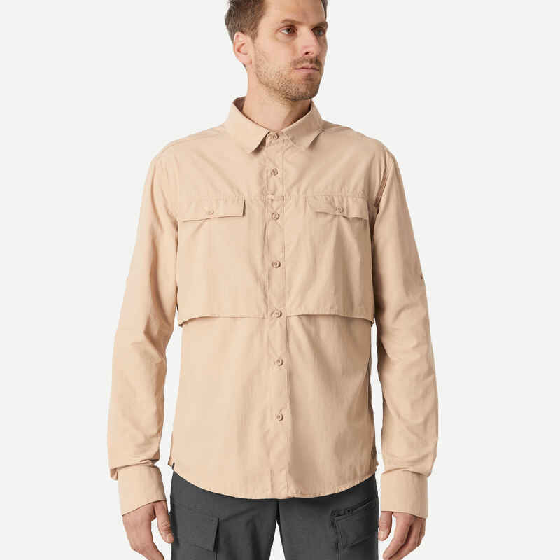Camisa manga larga de trekking en el desierto anti-UV - DESERT 900 hombre  beige - Decathlon