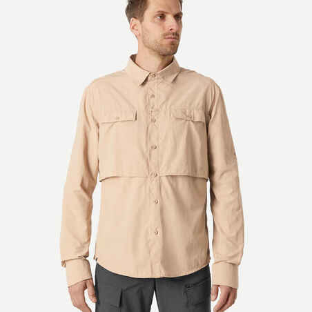 Camisa manga larga de trekking en el desierto anti-UV - DESERT 900 hombre beige