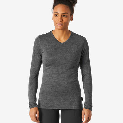 Camiseta de montaña y trekking lana merino Mujer Forclaz Travel 500
