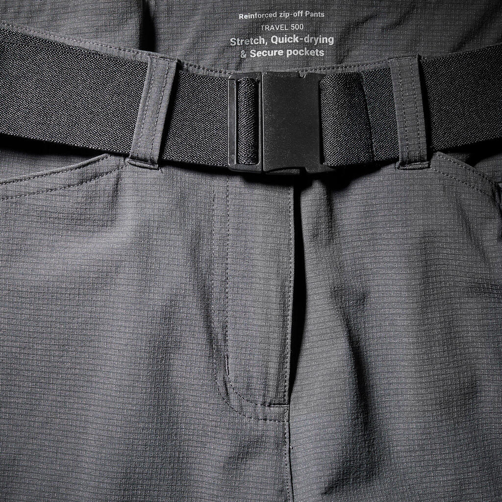 PANTALÓN TRANSFORMABLE 2 EN 1 DE SENDERISMO HOMBRE TRAVEL 900 MODUL GRIS