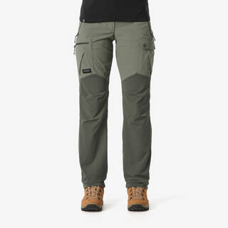 Women Water Repellent Trekking Trousers - Reinforced Stretch Fabric Quick Dry - Green