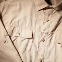 Camisa de Montaña y Trekking Hombre Forclaz Desert 500 Anti-UV Beige