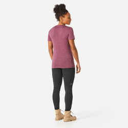 Women's Travel Trekking Merino Wool Short-Sleeved T-Shirt - TRAVEL 500