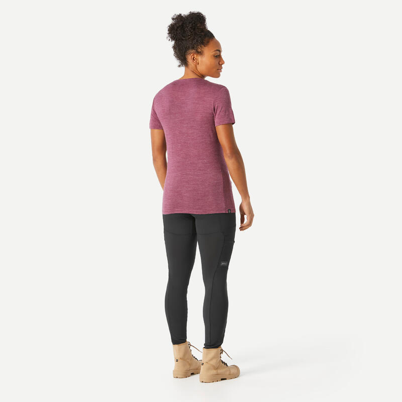 Merino T-shirt voor backpacken dames TRAVEL 500