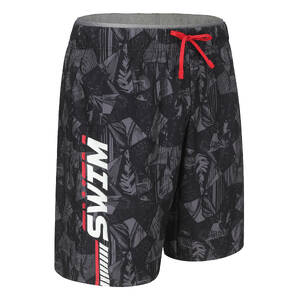Men's Long Swim Shorts 100 Geo Quick-Dry & Comfortable Black
