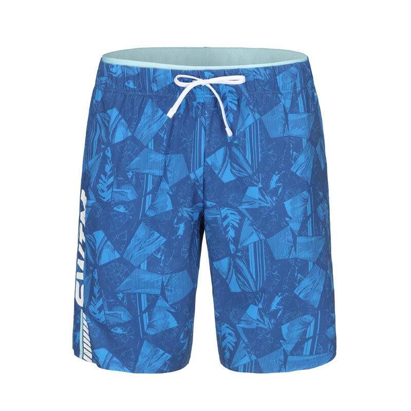 Men's long swimshorts 100 Geo blue