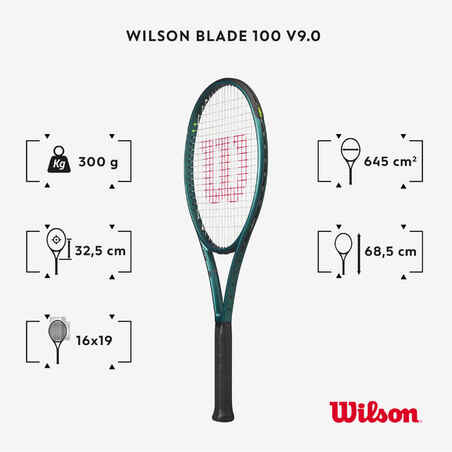 Suaugusiųjų teniso raketė „100 V9“, 300 g, be stygų, tamsiai žalia
