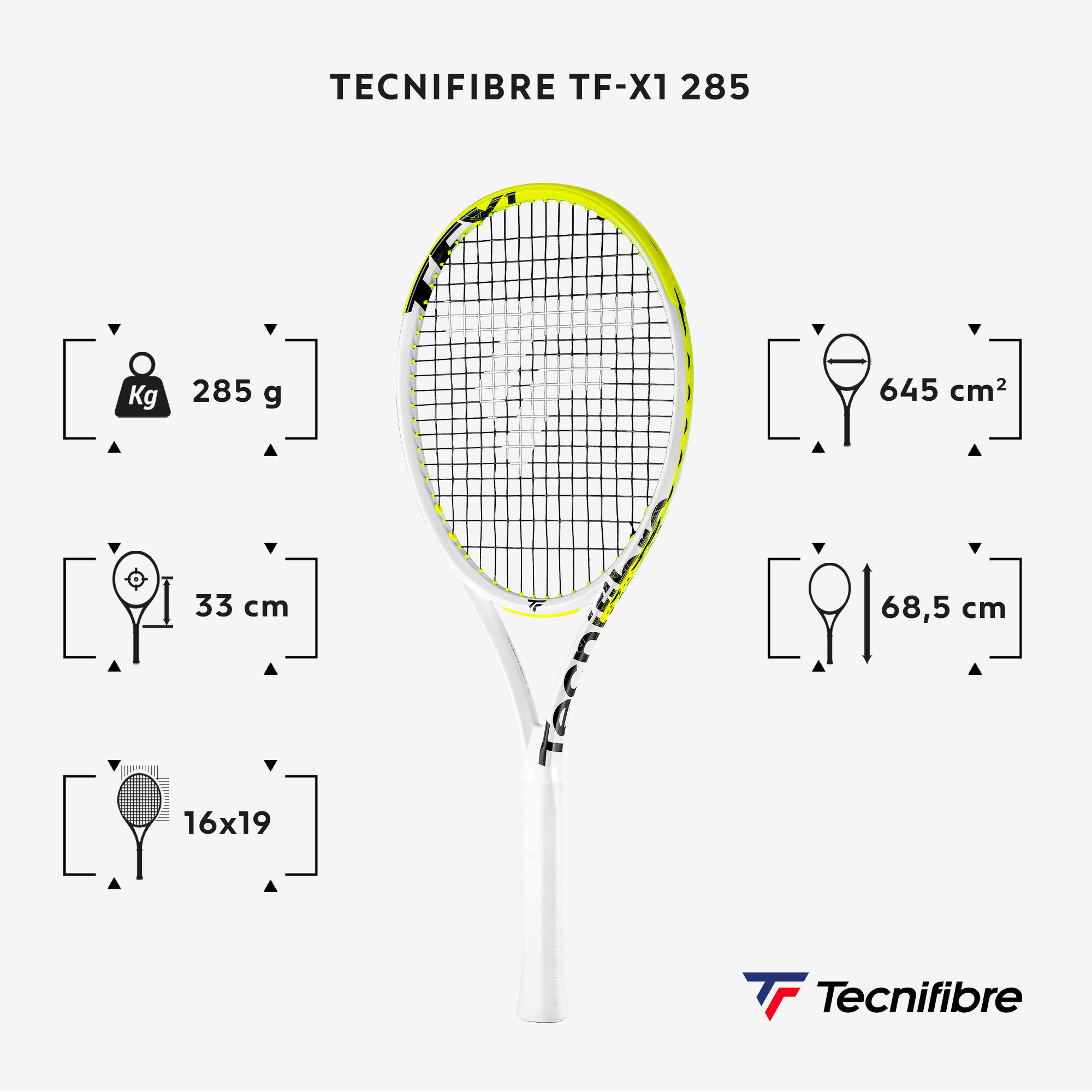Unstrung Tennis Racket TF-X1 285 V2 - White 2/3