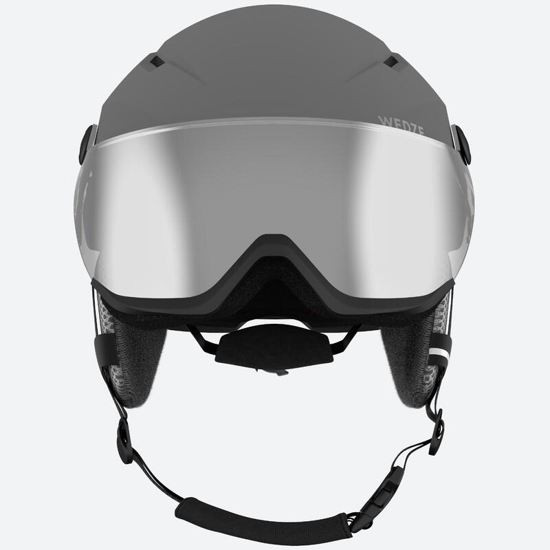 Skihelm met vizier voor volwassenen H350 grijs