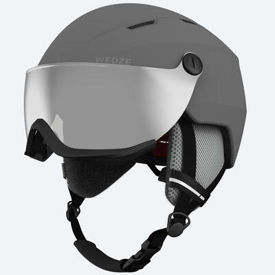 Skihelm met vizier voor volwassenen h350 grijs