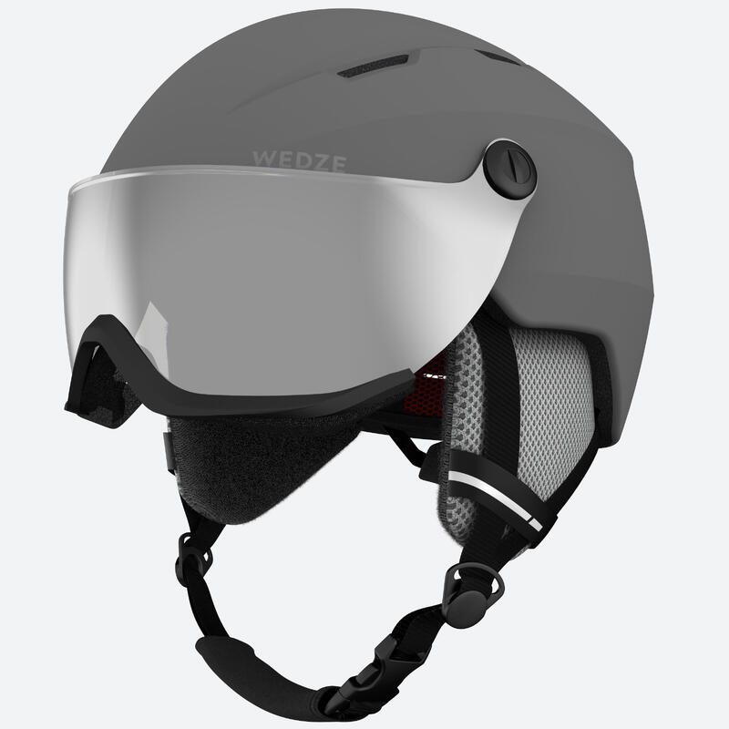 CAPACETE DE SKI ADULTO COM VISEIRA - H350 - CINZENTO