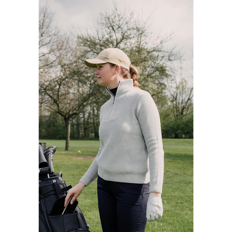 Dámský golfový svetr se zipem u krku MW500