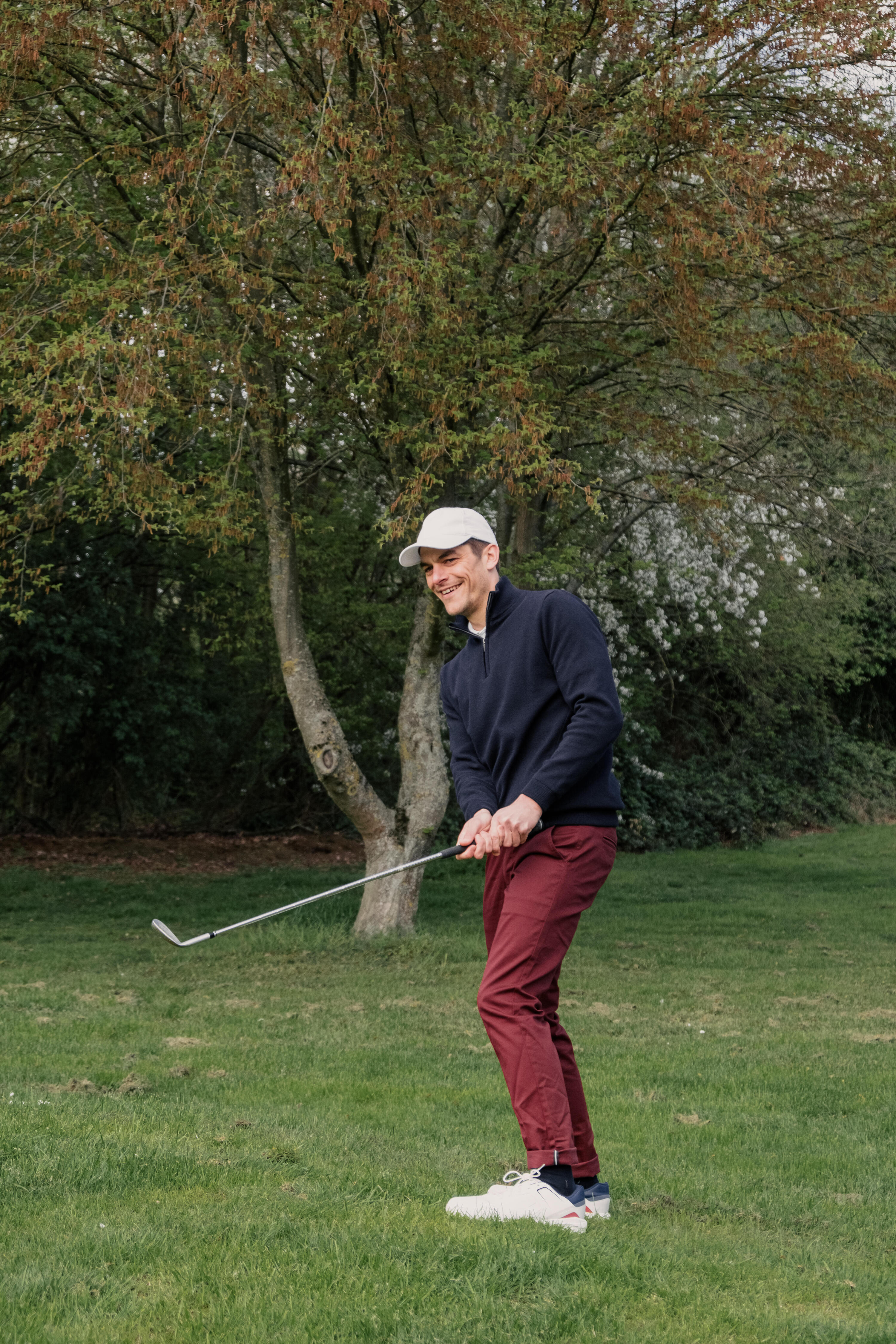 Pull de golf col montant zippé 100% coton Homme, MW500 marine 6/9