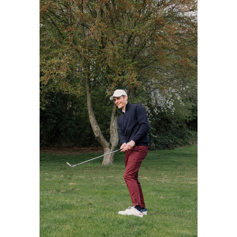 Pulover golf guler ridicat cu fermoar 100% bumbac MW500 Bleumarin Bărbați