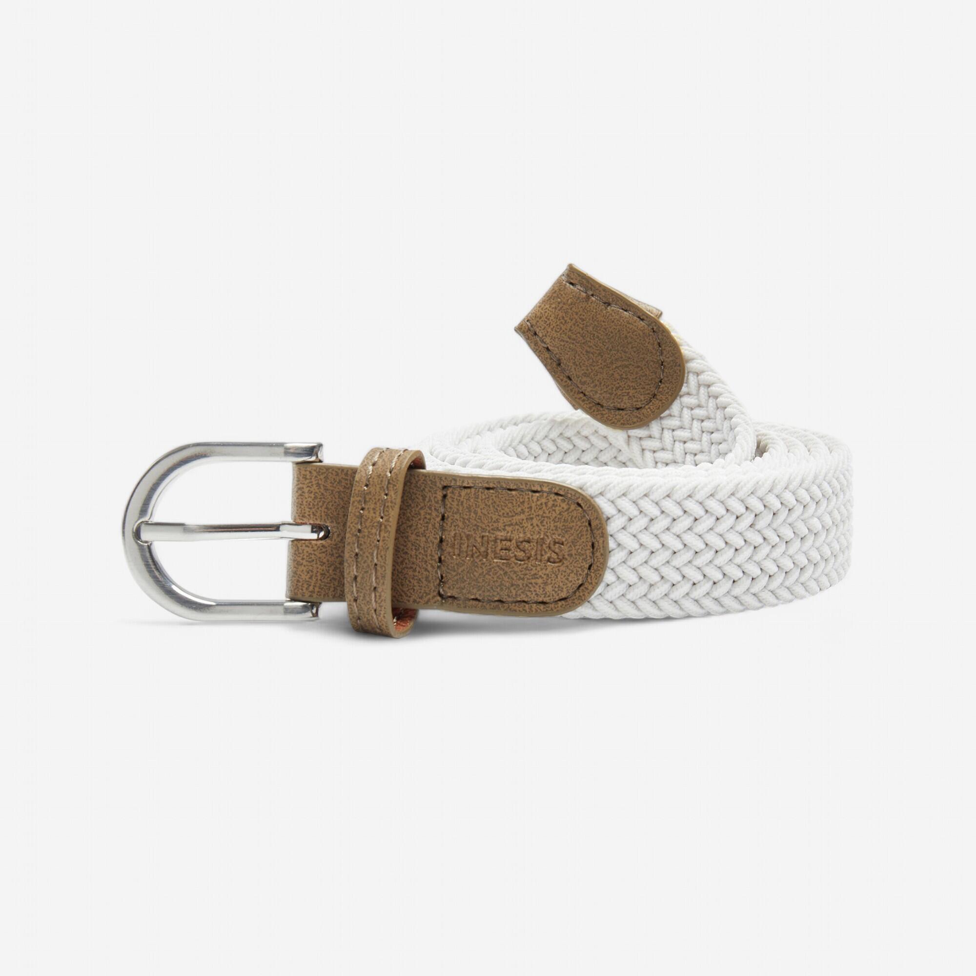 Slim braided stretch & elastic golf belt - glacier white