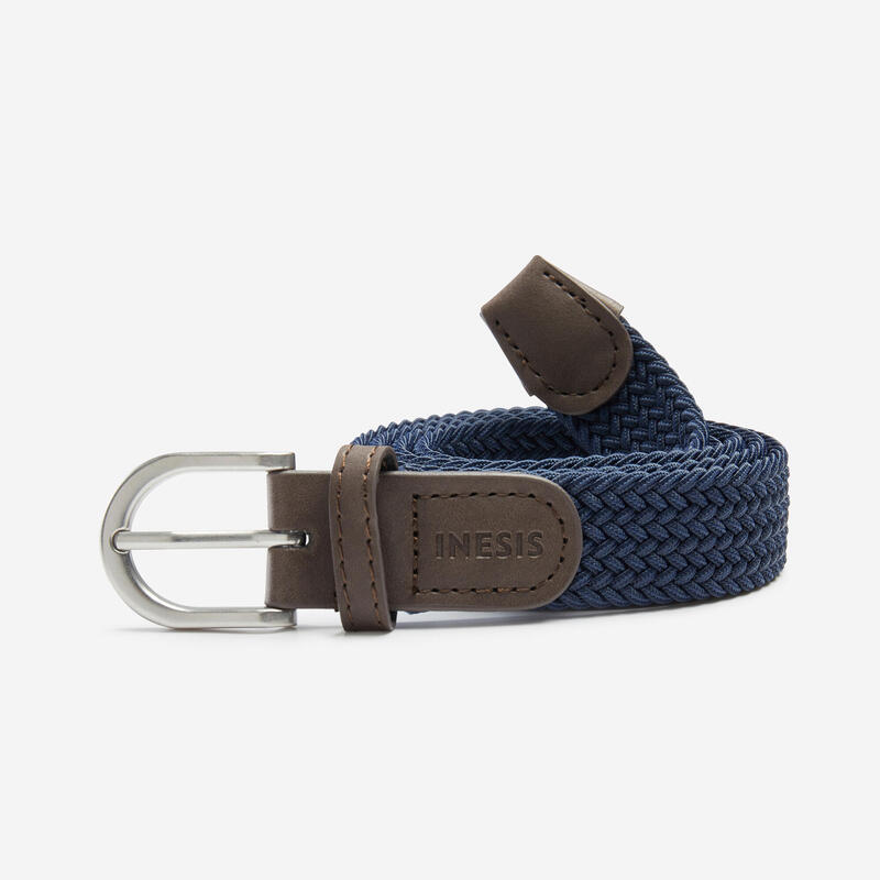 Cinturón de golf slim extensible elástico trenzado - azul marino