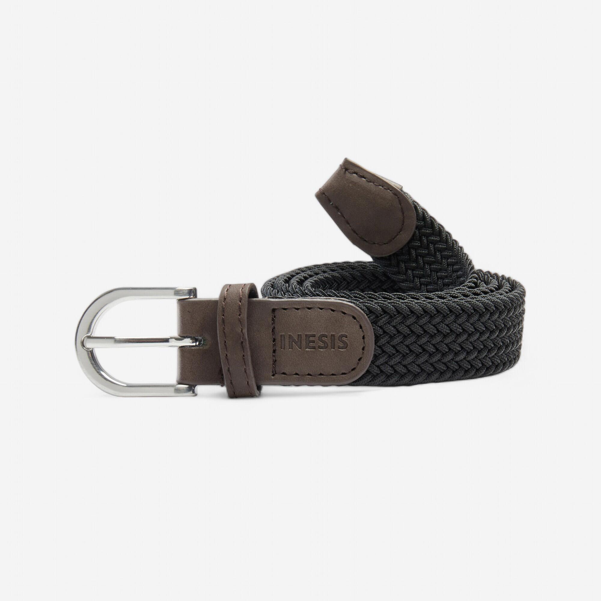 Slim braided stretch & elastic golf belt - black