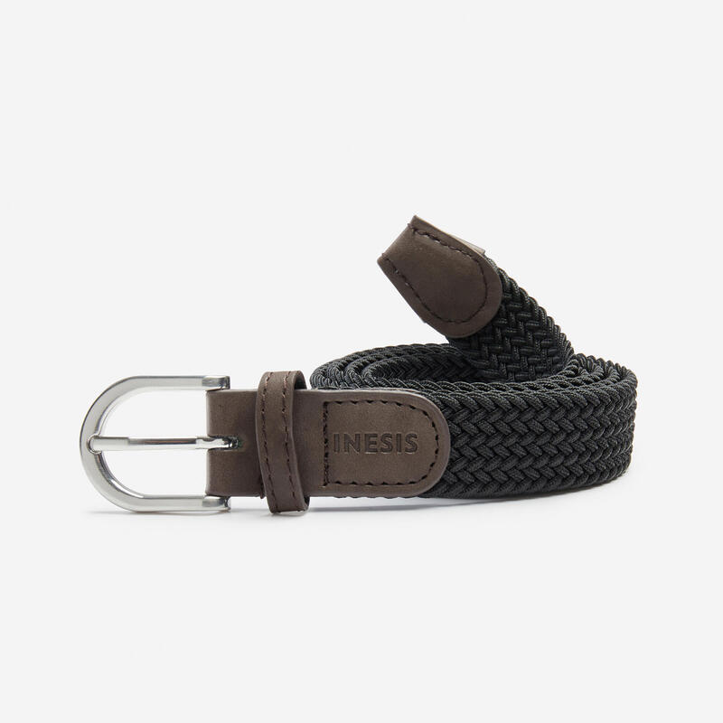 Cinturón de golf slim trenzado, extensible y elástico - negro