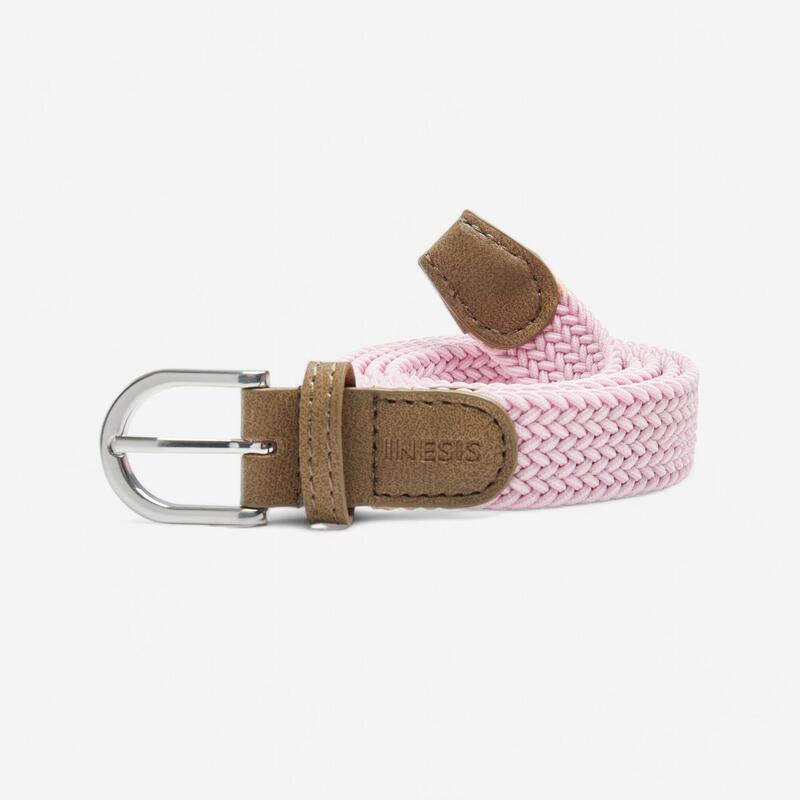 Ceinture de golf slim tressée extensible & élastique - rose clair