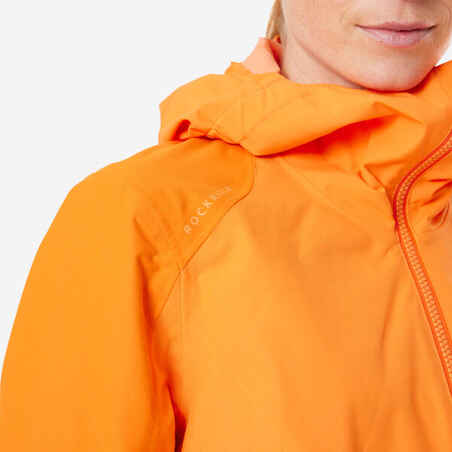 Moteriška kalnų dviratininko striukė nuo lietaus, oranžinė